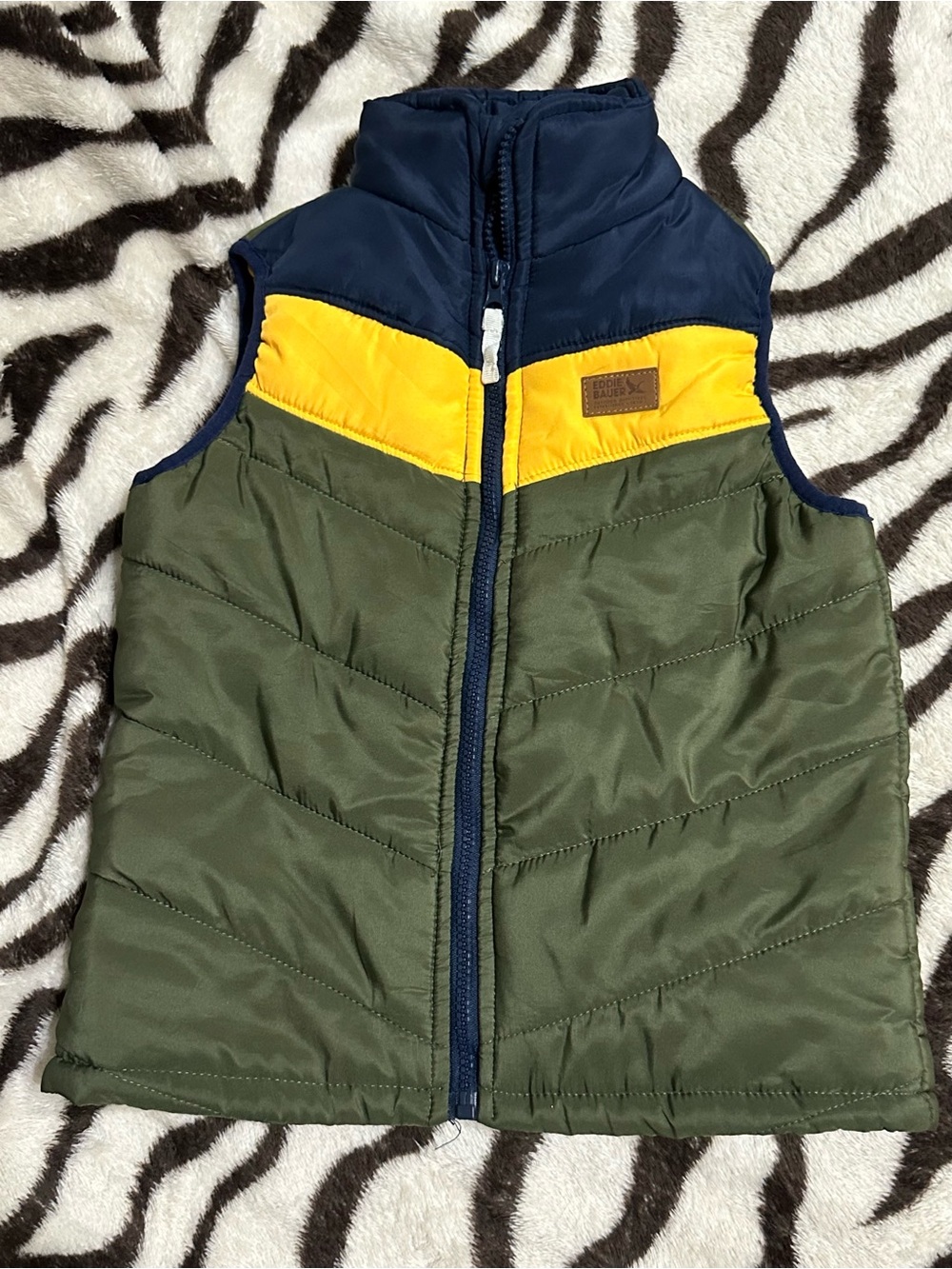 Eddie Bauer Navy Yellow Olive Green Puffer Vest
